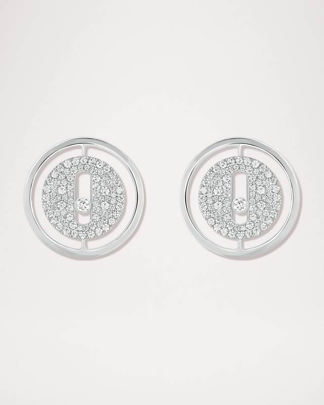 LUCKY MOVE 18K WHITE GOLD DIAMOND STUD EARRINGS